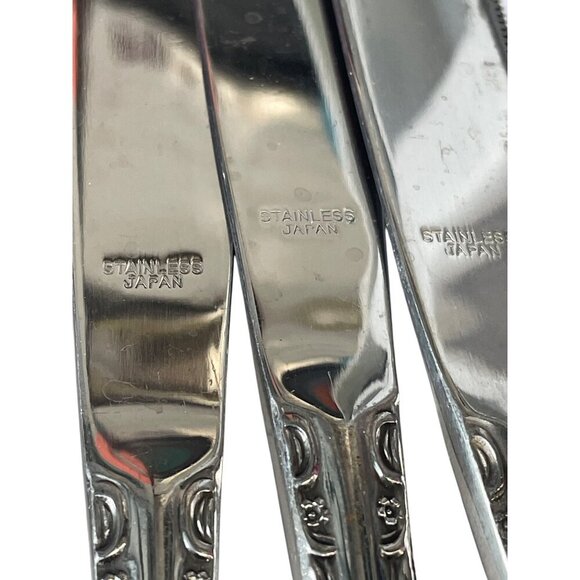 10-Piece Stainless Steel Floral Pattern Dinner Knives Set Made In Japan - Picture 3 of 3